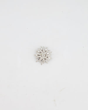 Chanel Silver Sun CC Brooch with Crystal Detail
