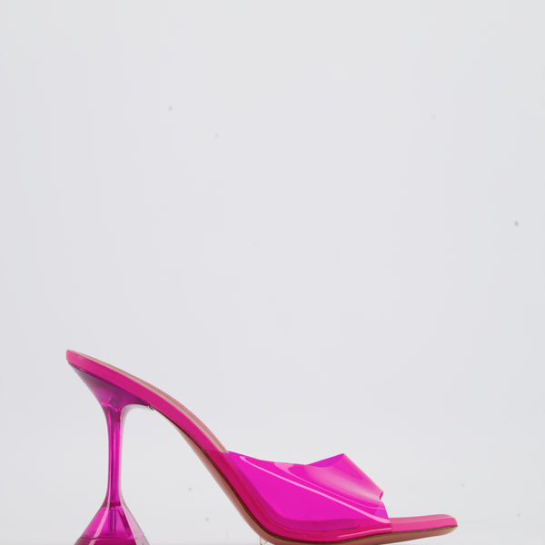 Amina Muaddi Pink Lupita Glass Square-Toe PVC Heeled Mules Size EU 40 –  Sellier