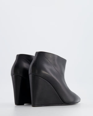 Hermès Black Leather Wedge Heels Size EU 36