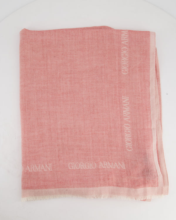 Giorgio Armani Pink Wool Scarf with Logo Detail