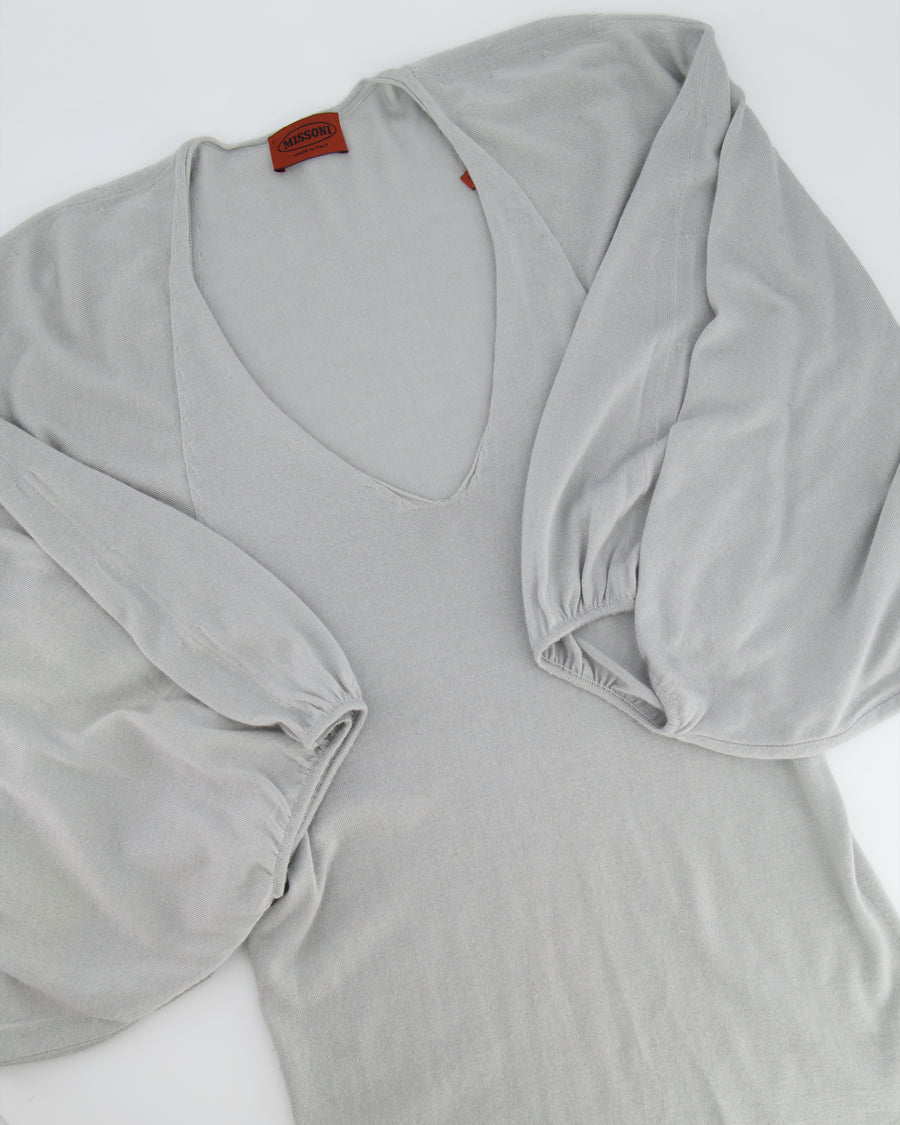 Missoni Light Grey Cashmere Long Sleeve Top Size IT 38 (UK 6)