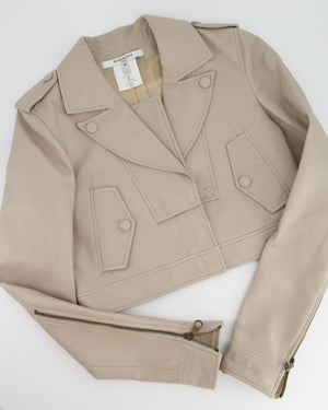 Givenchy Cream Cropped Lambskin Leather Jacket  Size FR 36 (UK 8)