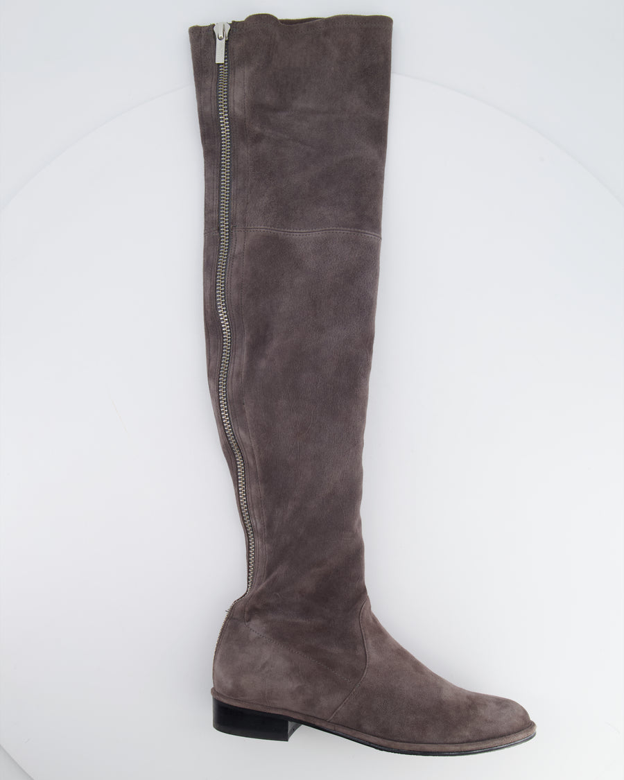 Stuart Weitzman Grey Suede Knee-High Boots Size EU 36 RRP £895