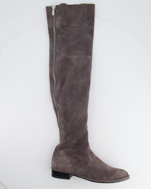 Stuart Weitzman Grey Suede Knee-High Boots Size EU 37 RRP £895