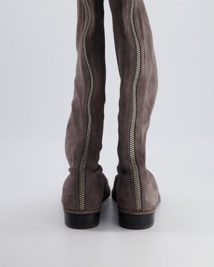 Stuart Weitzman Grey Suede Knee-High Boots Size EU 36 RRP £895