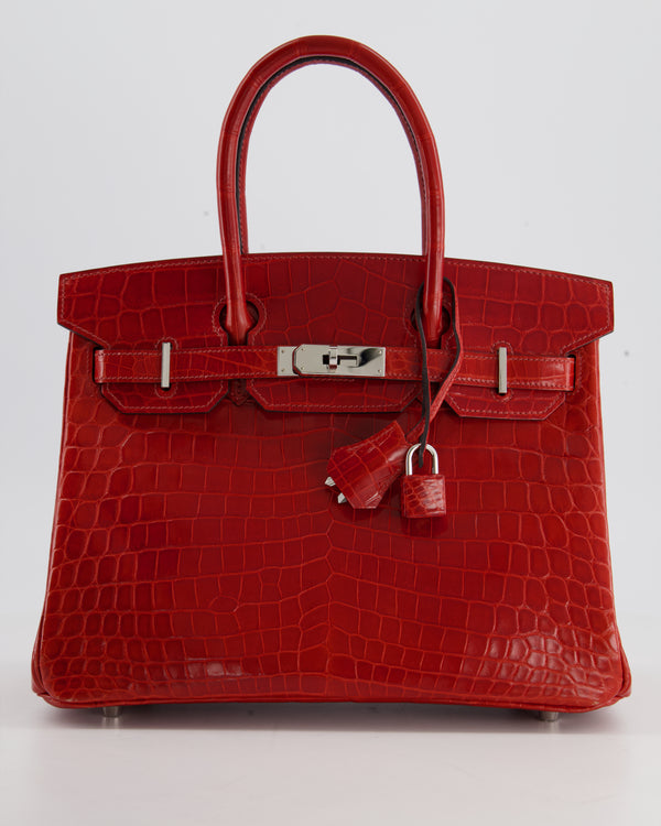 Hermès Birkin Bag 30cm in Braise Shiny Niloticus with Palladium Hardware