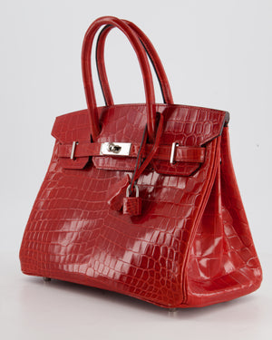 Hermès Birkin Bag 30cm in Braise Shiny Niloticus with Palladium Hardware
