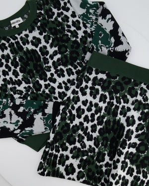 Kenzo Khaki Leopard Jumper and Skirt Two-piece Set Size S (UK 8)