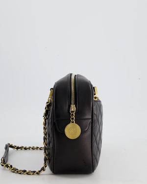 Chanel Black Crossbody Camera Bag in Quilted Lambskin With Gold
