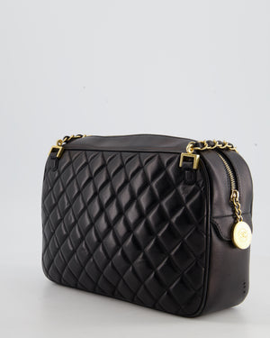 Chanel Black Crossbody Camera Bag in Quilted Lambskin With Gold Hardware