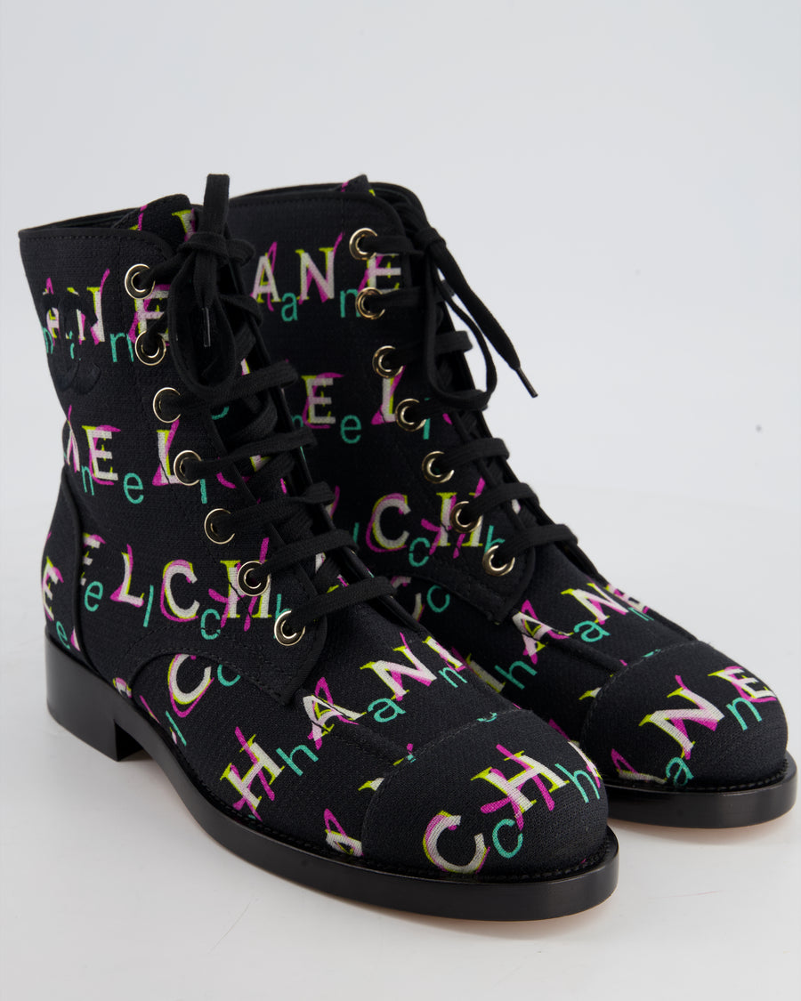 Chanel Multicolour Canvas Logo Boots Size EU 39.5