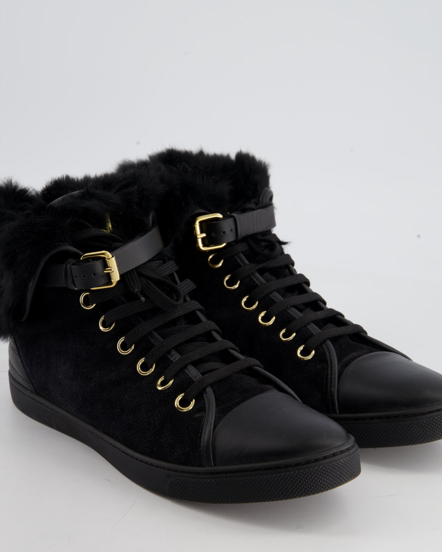 Louis Vuitton Black Fur Trimmed High Top Sneakers Size EU 40 – Sellier