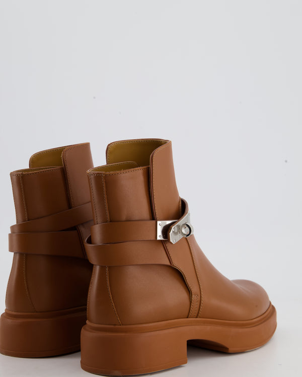 Hermès Veo Ankle Boot in Naturel Calfskin with Palladium Hardware Size EU 36