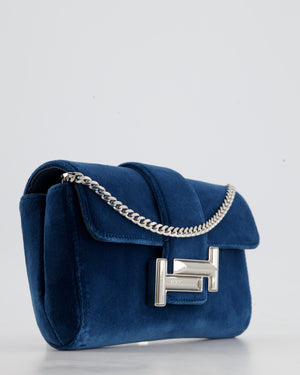 Blue Gucci Suede Square G Shoulder Bag