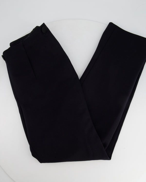 Chanel Navy Pleated Button Down Wool Trouser FR 40 (UK 12)