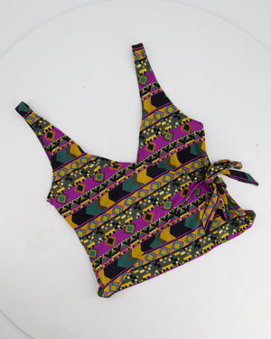 Kristina Ti Black, Purple and Green Aztec Print Swimsuit UK 6-8