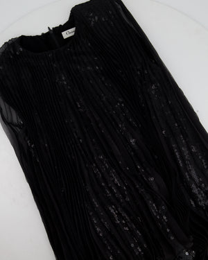 Dior Black Sequin Blouse with Mesh Overlay Size FR 36 (UK 8)