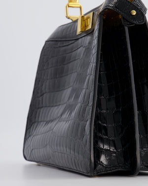 Fendi Black Crocodile Large Peekaboo Bag with Gold Hardware RRP £18,000