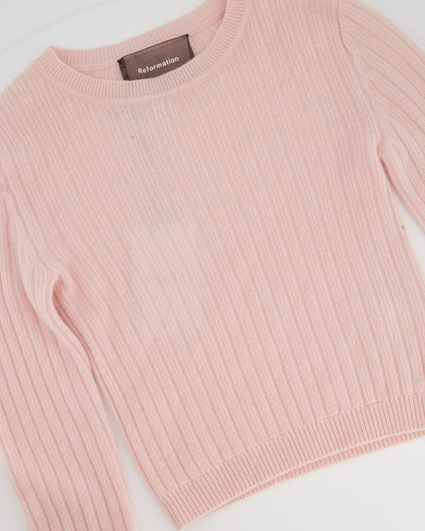 Reformation Pink Cashmere Knitted Cropped Jumper FR 36 (UK 8)