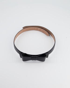 Alaïa Black Leather Belt with Bow Detail  Size 70cm