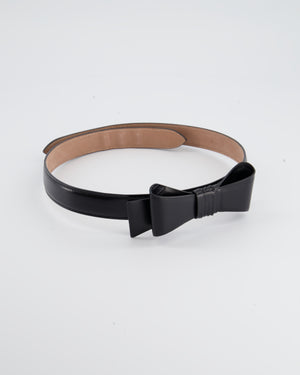 Alaïa Black Leather Belt with Bow Detail  Size 70cm