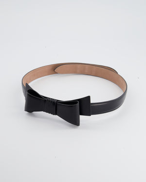 Alaïa Black Leather Belt with Bow Detail  Size 70cm