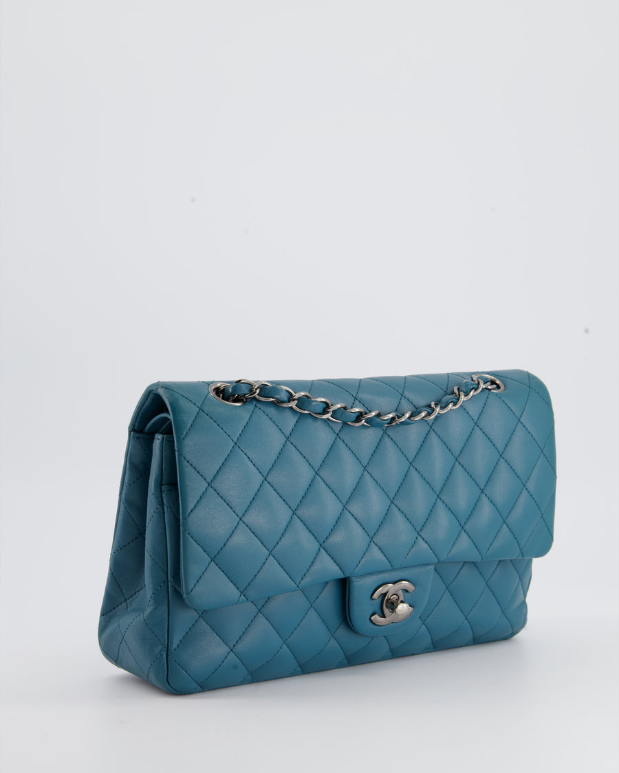 Chanel Medium Teal Classic Double Flap Bag in Lambskin With Ruthenium Hardware RRP - £8,530
