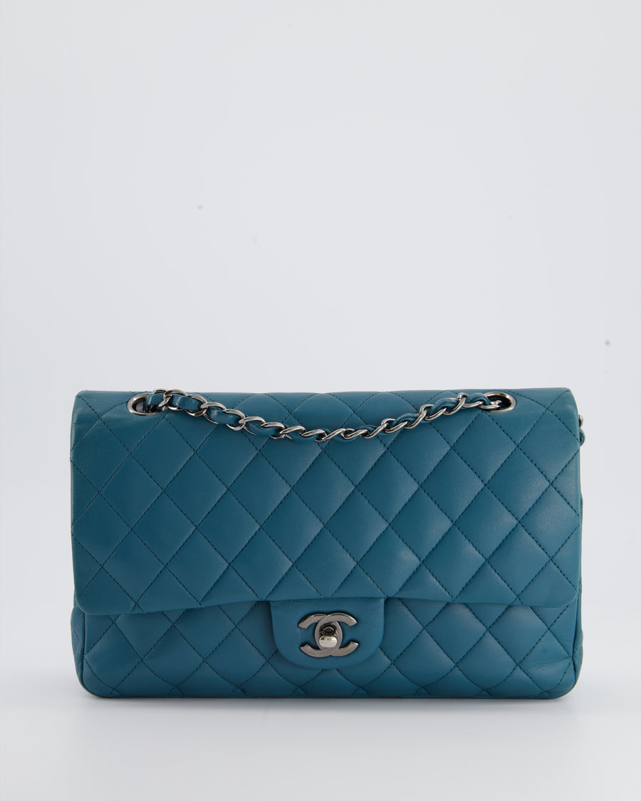 Chanel Medium Teal Classic Double Flap Bag in Lambskin with Ruthenium –  Sellier