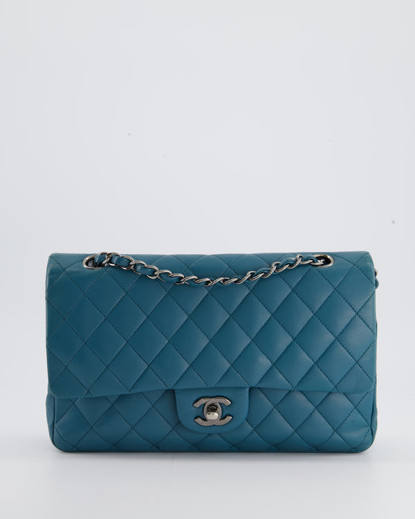 Chanel Medium Teal Classic Double Flap Bag in Lambskin with Ruthenium Hardware RRP - £8,530