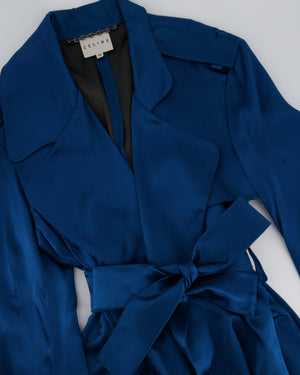 Celine Blue Silk Overcoat with Belt FR 38 (UK 10)