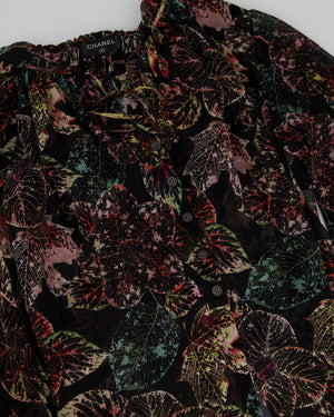 Chanel Black Blouse with Multi-Colour Leaf Print Blouse FR 38 (UK 10)
