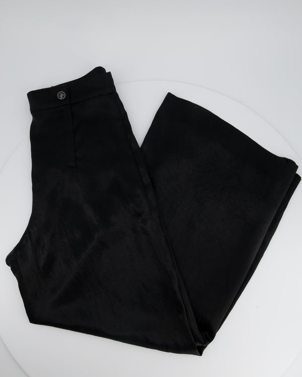 Chanel Black Wide-Leg Trouser with CC Logo Button Detailing FR 38 (UK 10)
