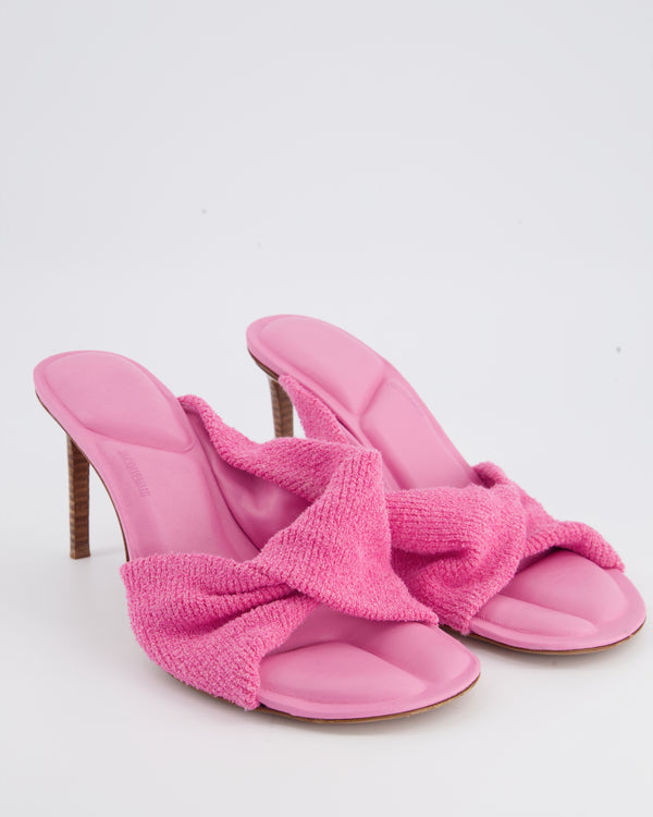 Jacquemus Pink Leather Towelling Mules with Cushioned Insole EU 41