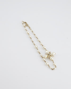 *HOT* Chanel Gold CC Necklace with White Pearl and Crystal Detailing