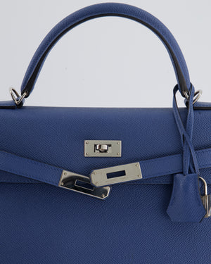 Kelly 35 leather handbag Hermès Blue in Leather - 30522024