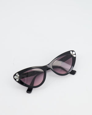 Miu Miu Cat Eye Black Sunglasses with Crystals and Pink Tint