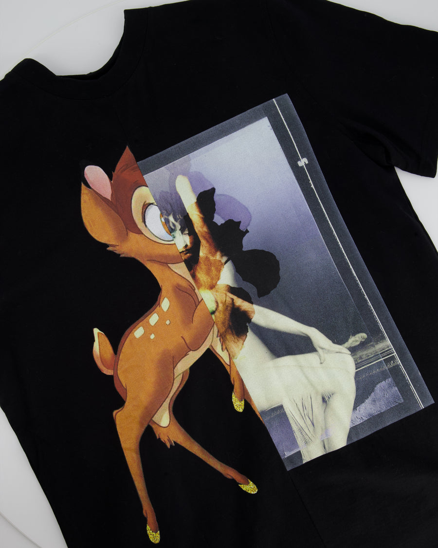 Givenchy Black Bambi Logo Printed T-shirt Size XS (UK 8 - 10)