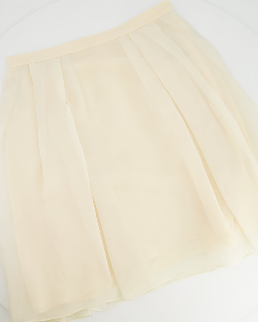 Christian Dior Ivory Silk Pleated Mini Skirt Size FR 36 (UK 8)