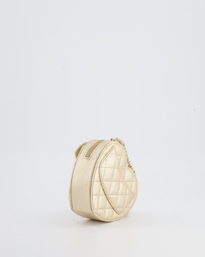 Chanel Mini Gold Heart Clutch on Chain Bag in Lambskin with Champagne Gold Hardware