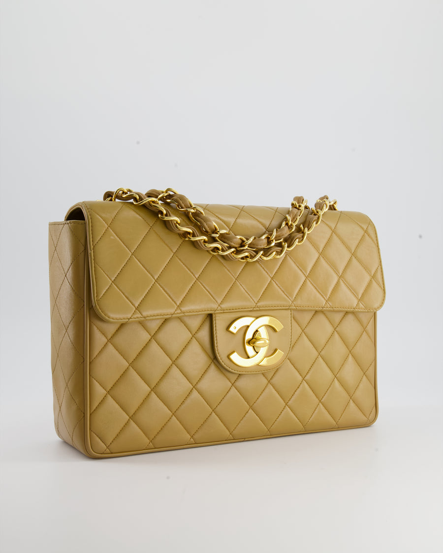 CHANEL Lambskin Beige Vintage Flap Bag / gold hardware - Preloved