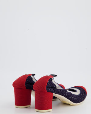 Chanel Navy and Red Crochet Heel Size EU 39.5C
