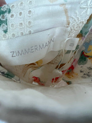 Zimmermann White Floral Sleeveless Off-the-Shoulder Ruffled Mini Playsuit Size 0 (UK 8)