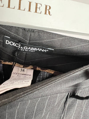 Dolce & Gabbana Grey Pinstripe Tailored Trousers Size IT 38 (UK 6)