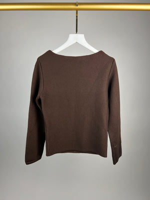 Chanel Brown and Gold Knitted Wool Jumper FR 36 (UK 8)
