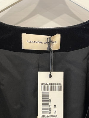 Alexandre Vauthier Black Velvet Knotted Cardigan Top Size FR 34 (UK 6)