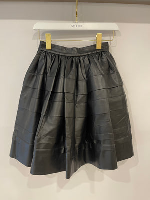 Ermanno Scervino Black Ruffled Leather Skirt Size IT 38 (UK 6)