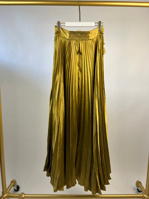Peter Pilotto Gold Pleated Skirt UK 10