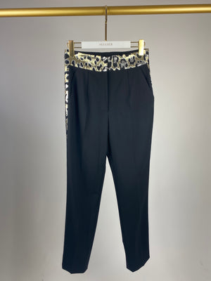 Dolce & Gabbana Black Tailored Trousers with Metallic Leopard Print Detail   IT 40 (UK 8)