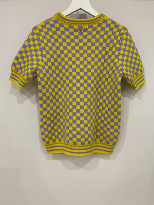 Versace Wool Yellow and Lilac Knitwear Shirt IT 38 (UK 6)