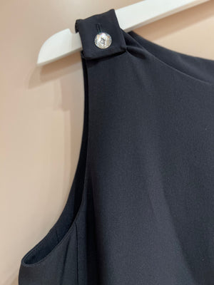 Azzaro Black Silk Mini Dress with Crystal Buttons Size FR 42 (UK 14)